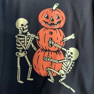 Halloween pumpkin snowman and skeletons sweater